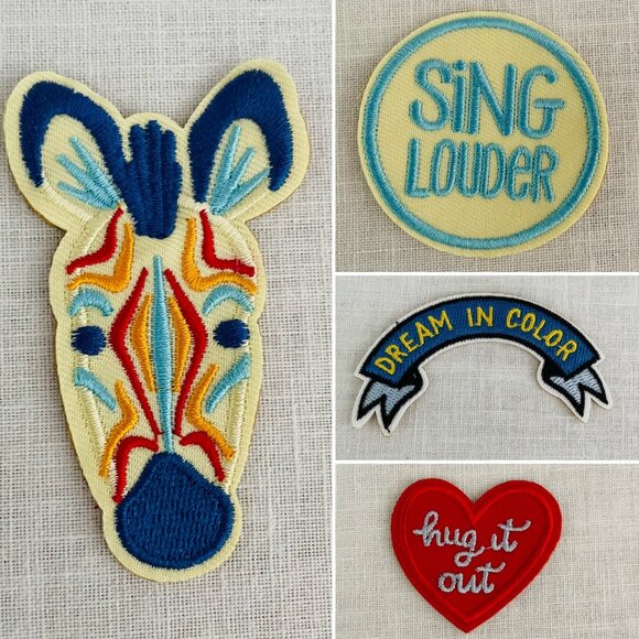 Set of 8 Colorful Embroidered Patches Fun Quotes and Designs for Clothing Crafts - Picture 2 of 7